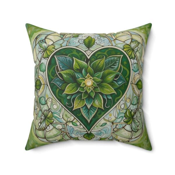 A green heart with flowers on it's side.