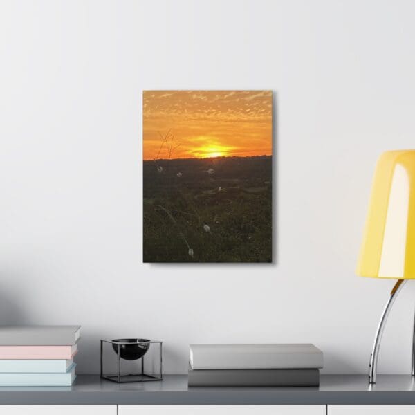 A sunset is seen in the distance from above.