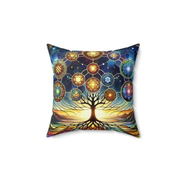 A tree of life with many lights in the background