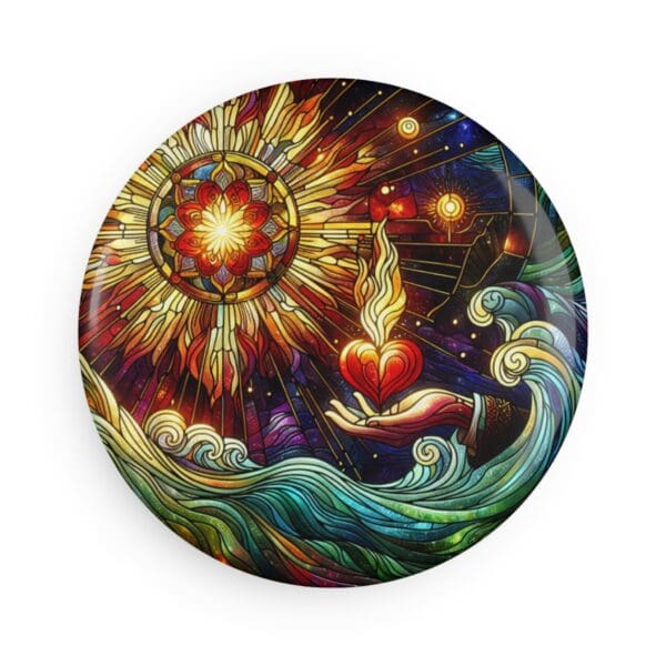 A painting of the sun and water