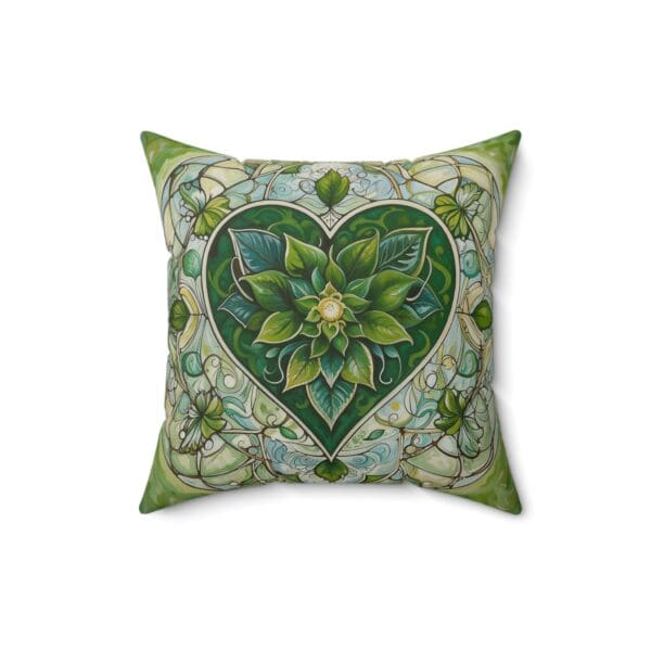 A green heart with flowers on it.